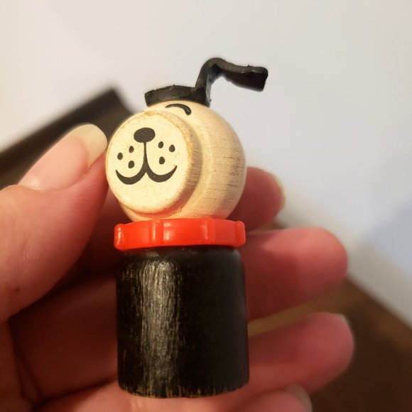 Fisher Price Little People Lucky Black Dog Yellow Red Collar Wood Rivet Ear Lot - Picture 7 of 10